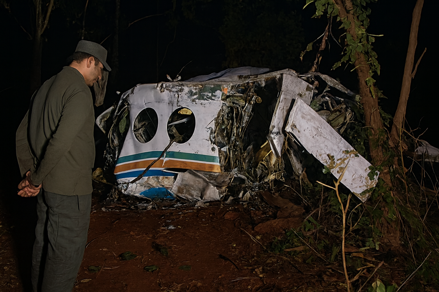 Investigators examine the wreckage of the Redbird Airways aircraft deep in Jharkhand’s forests, hours after the fatal crash.